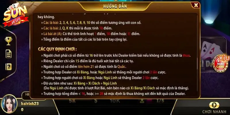 Quy trình tham gia xì dách hoàng gia tại Sunwin