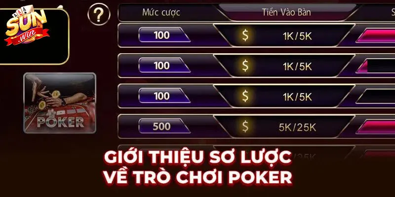 Giới thiệu tổng quan về Poker Sunwin
